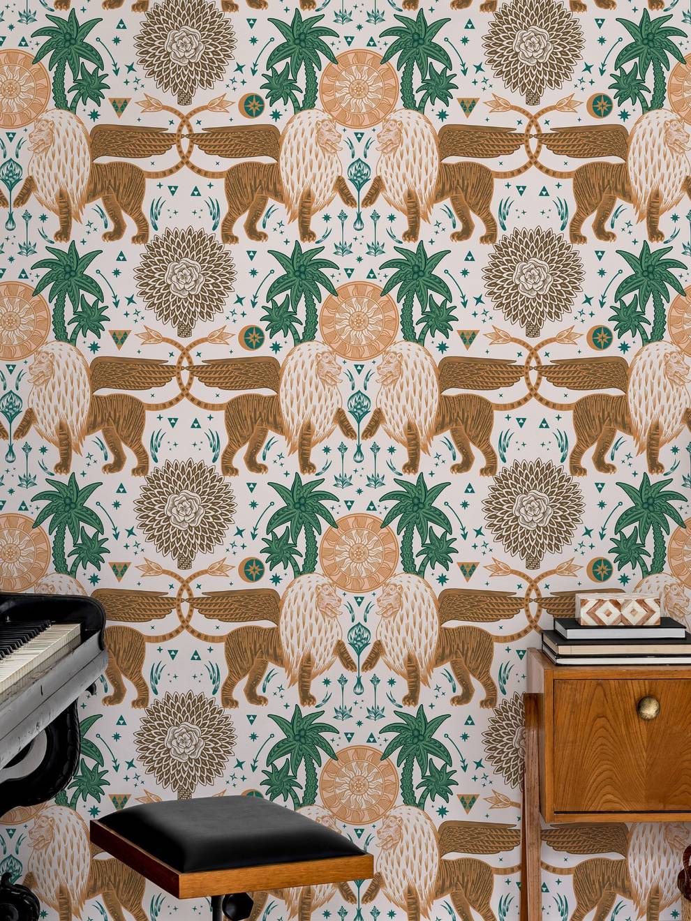 Mystical Winged Lions Wallpaper Mural