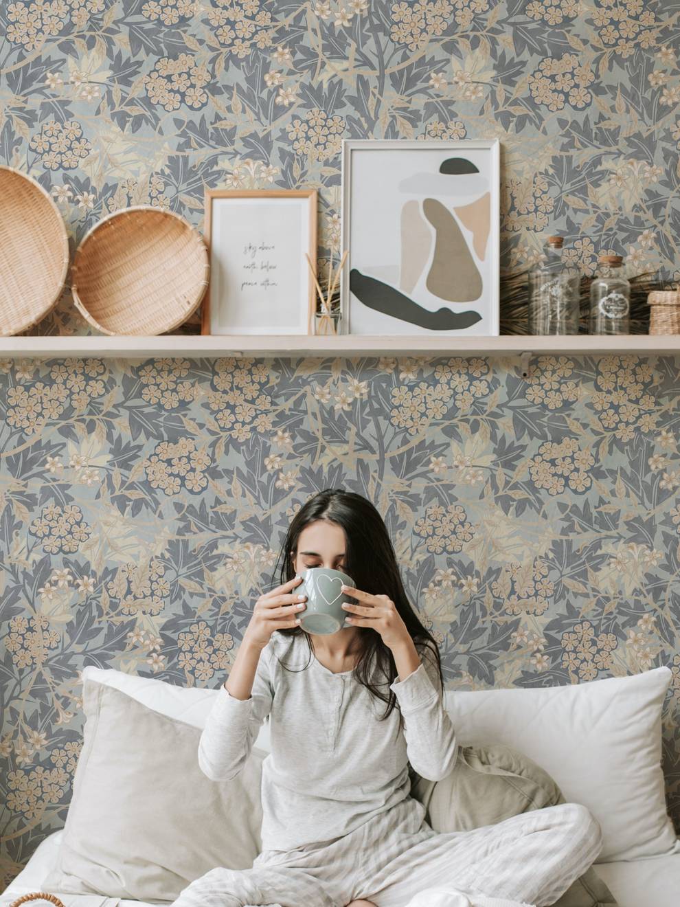 Classic Botanical Floral Foliage Wallpaper Mural