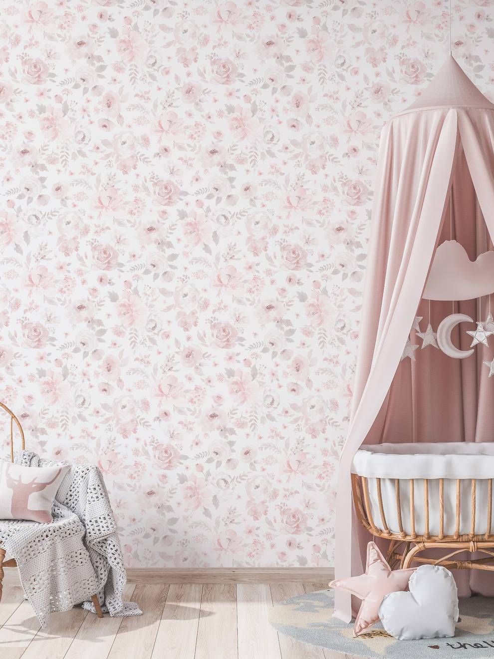 Kids Soft English Floral Wallpaper Mural