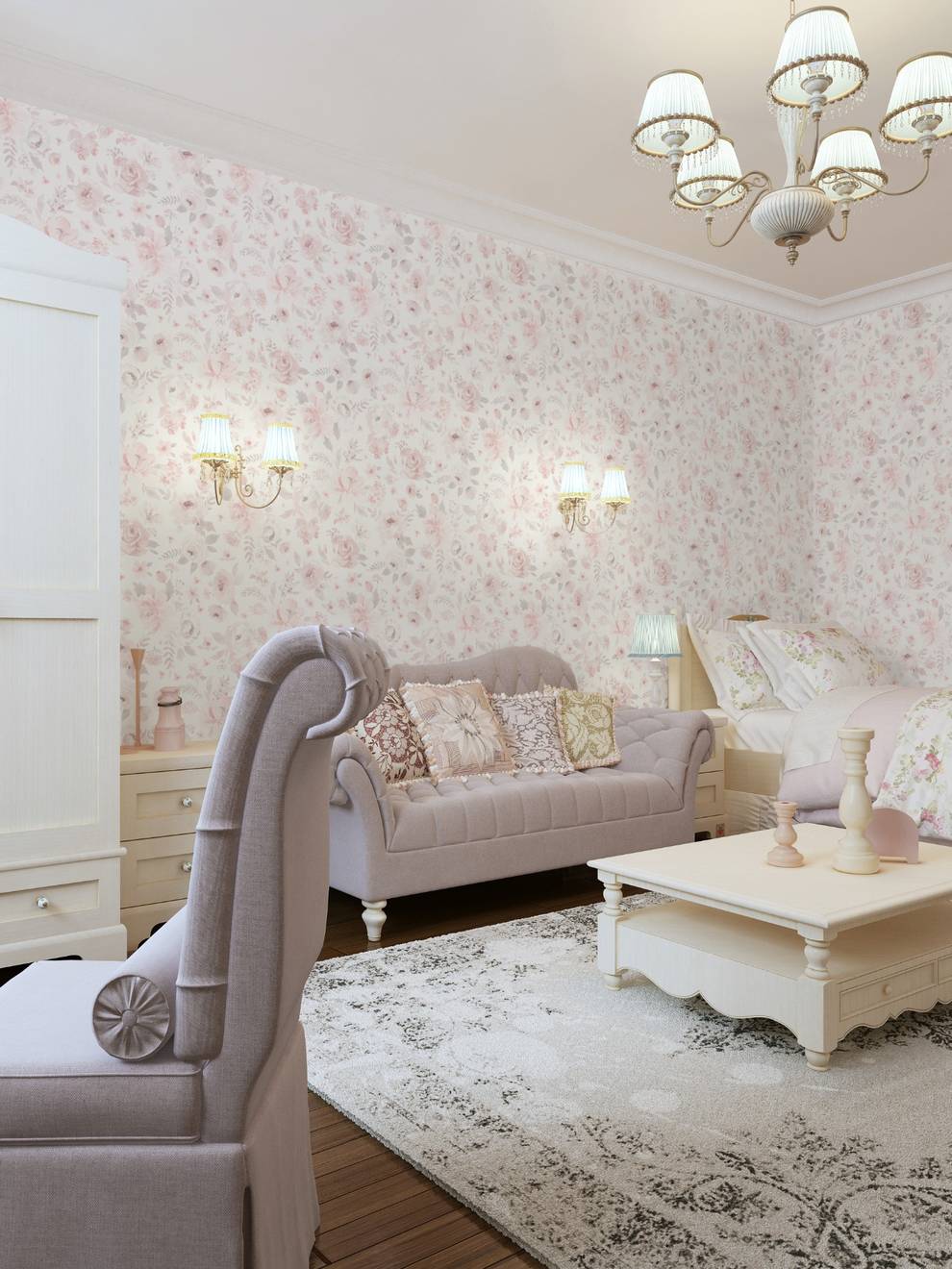Kids Soft English Floral Wallpaper Mural