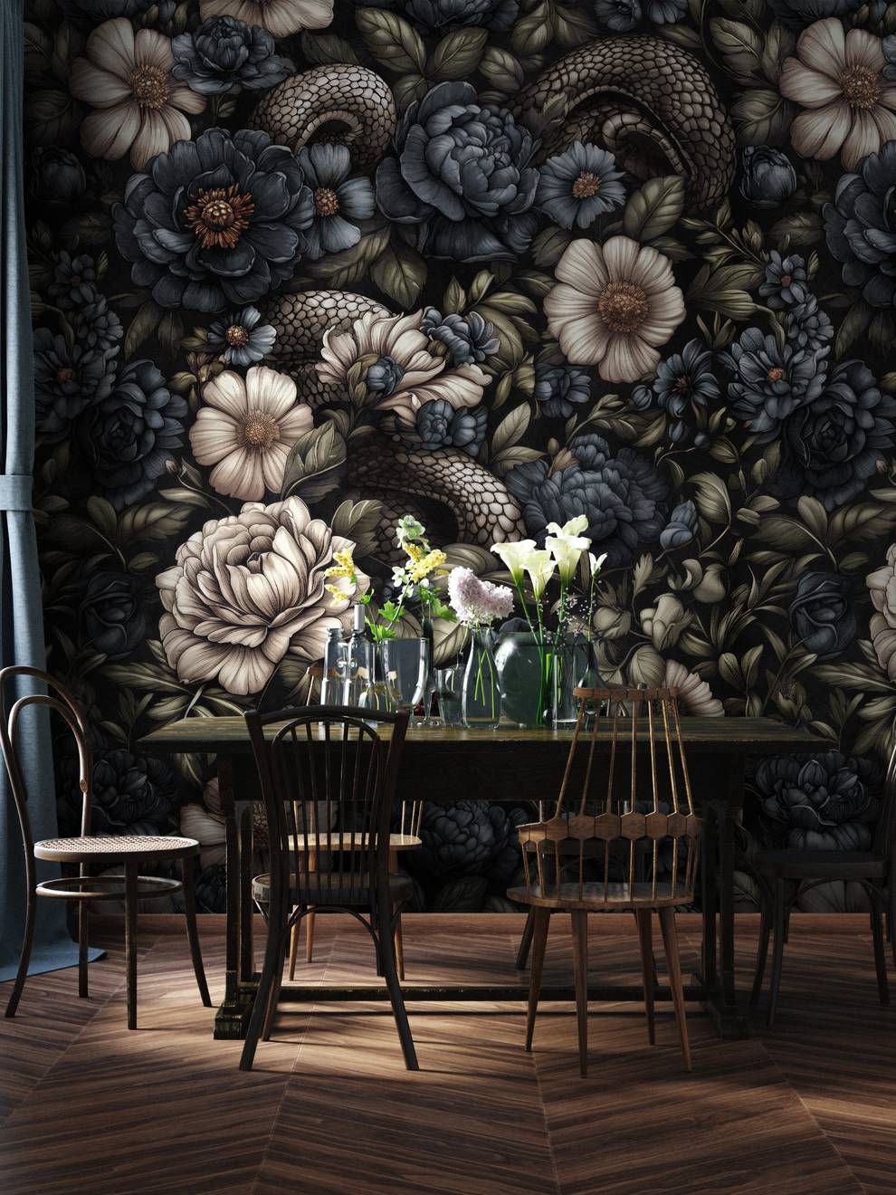 Gothic Serpent Flowers Wallpaper Mural