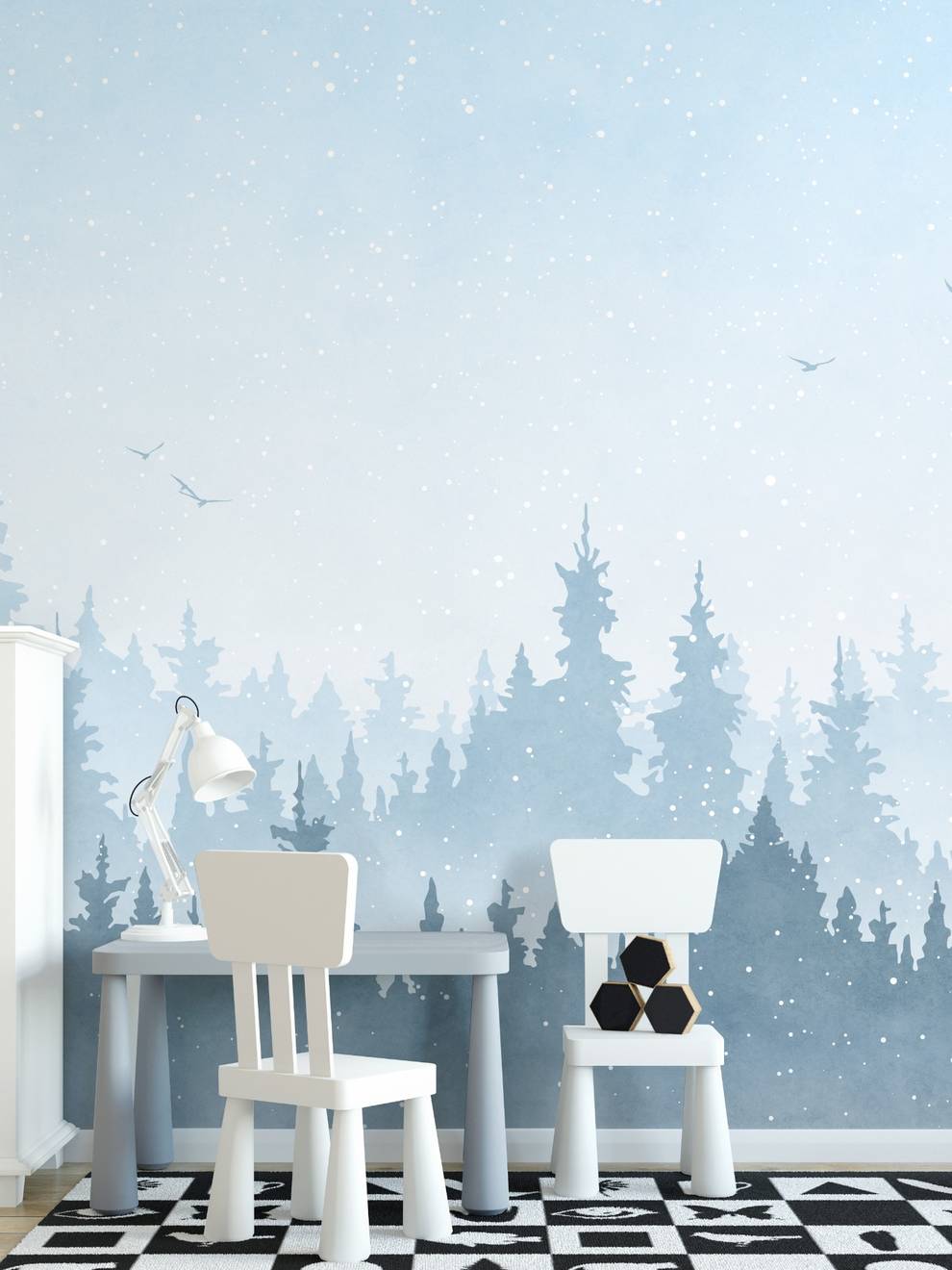 Kids Peaceful Forest Silhouette Wallpaper Mural