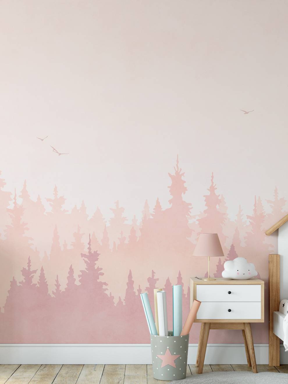 Kids Peaceful Forest Silhouette Wallpaper Mural