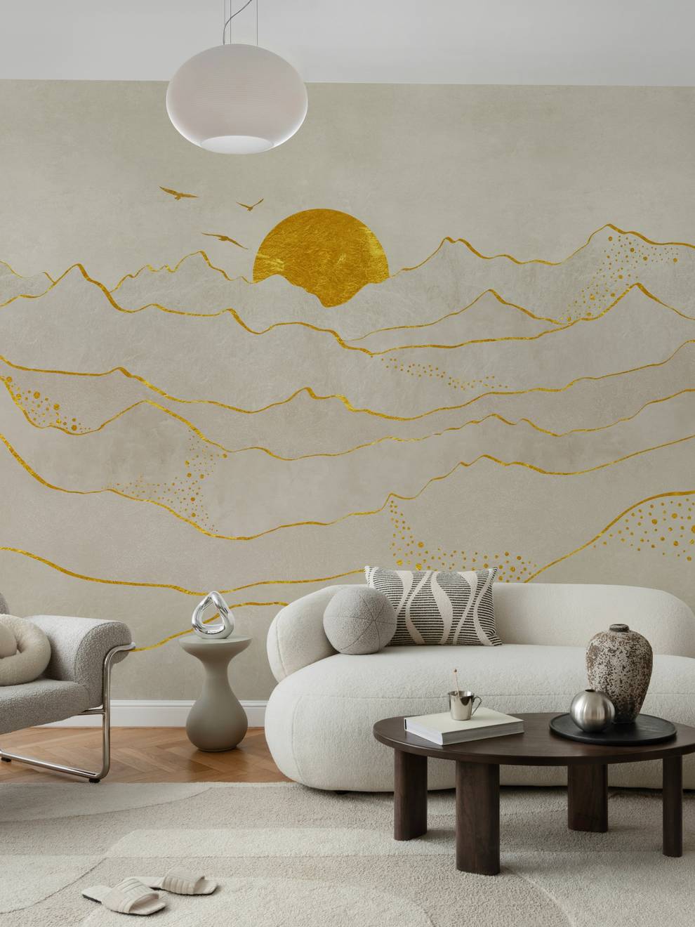 Elegant Sunset Mountain Landscape Wallpaper Mural