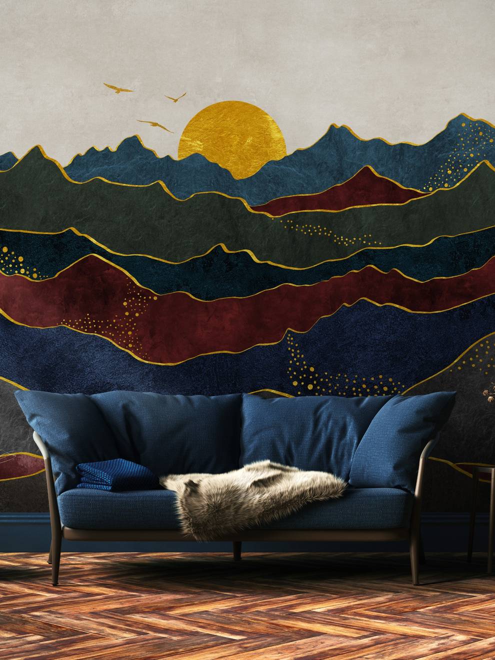 Elegant Sunset Mountain Landscape Wallpaper Mural