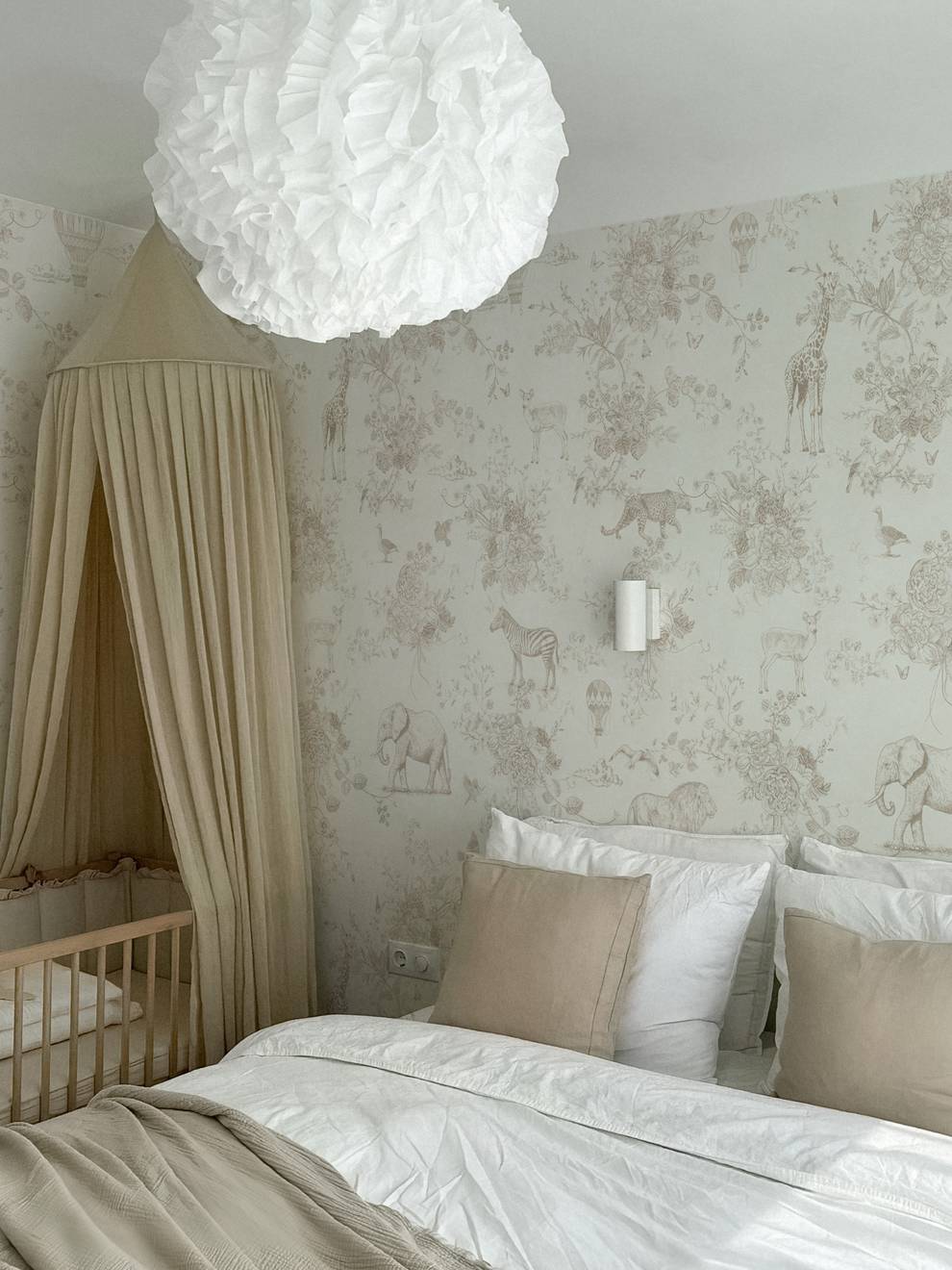 Kids Whimsical Safari Animal and Floral Wallpaper Mural