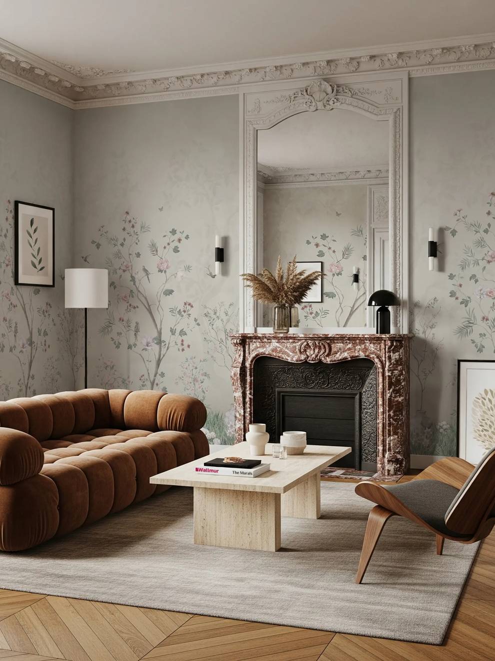 Soft Chinoiserie Floral Garden Wallpaper Mural