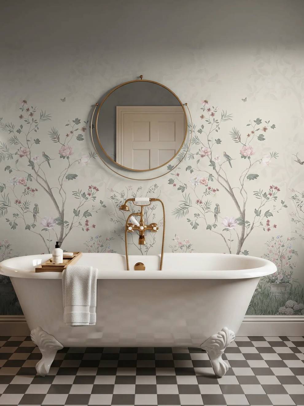 Soft Chinoiserie Floral Garden Wallpaper Mural