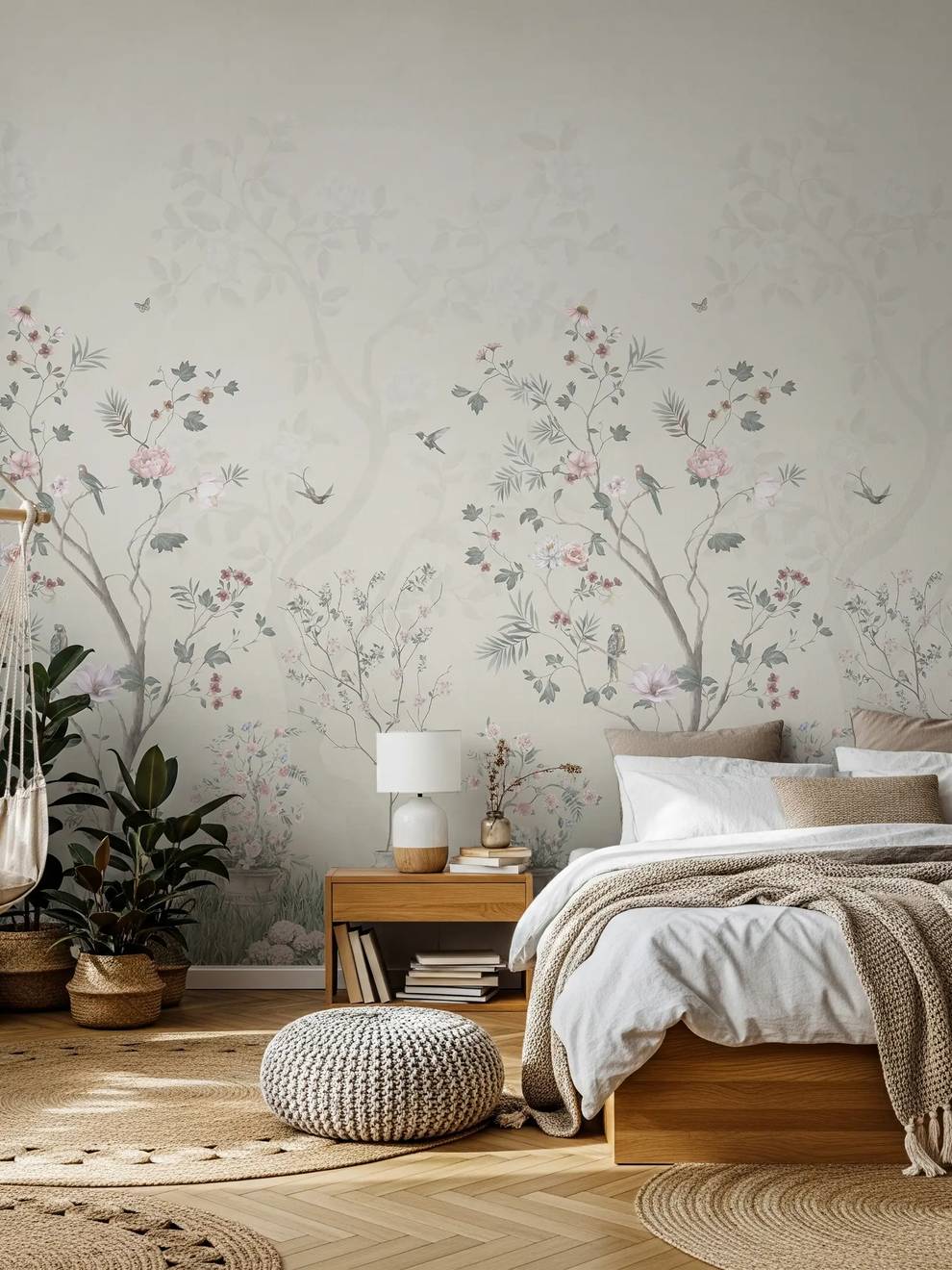 Soft Chinoiserie Floral Garden Wallpaper Mural