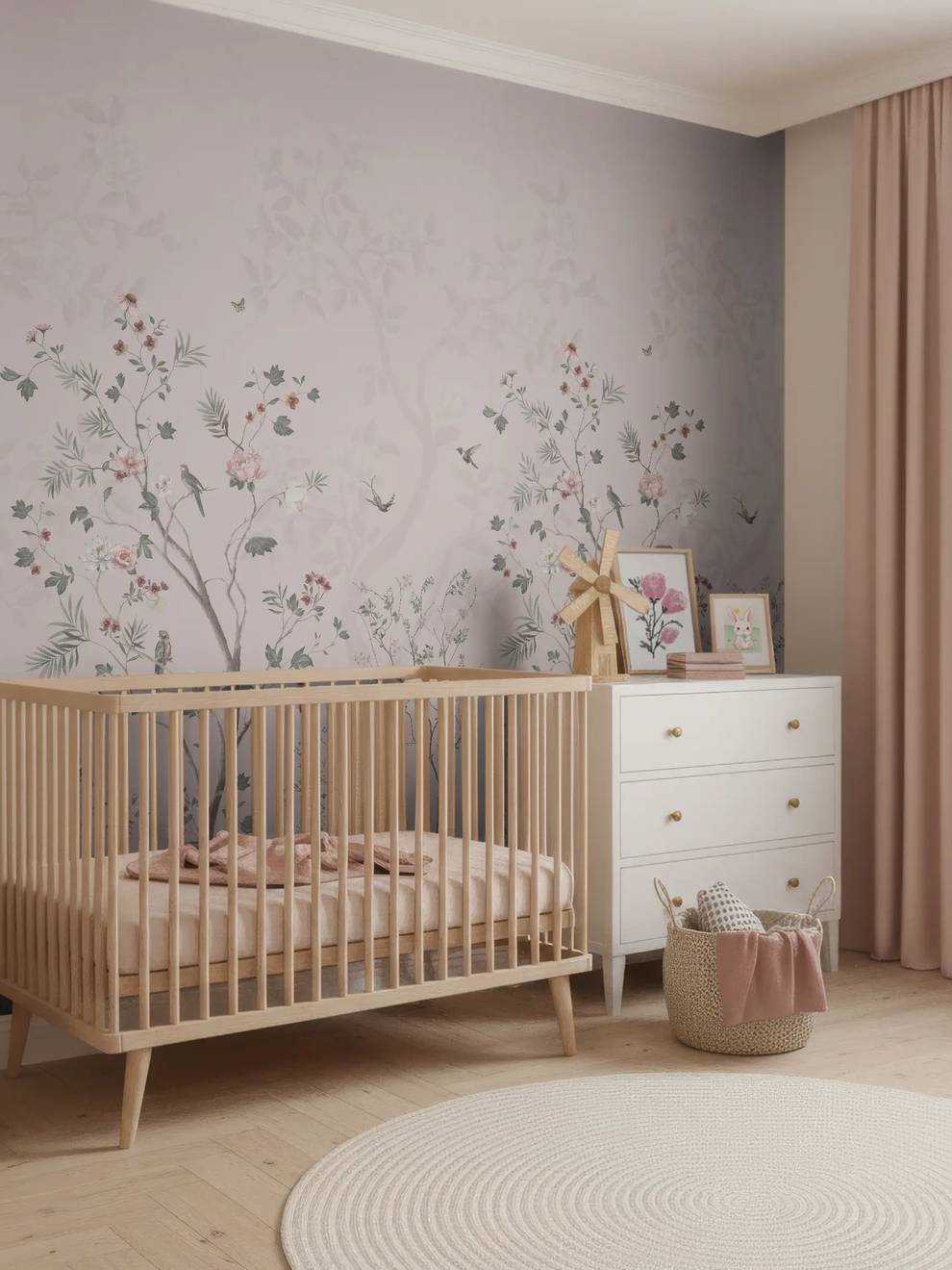 Soft Chinoiserie Floral Garden Wallpaper Mural