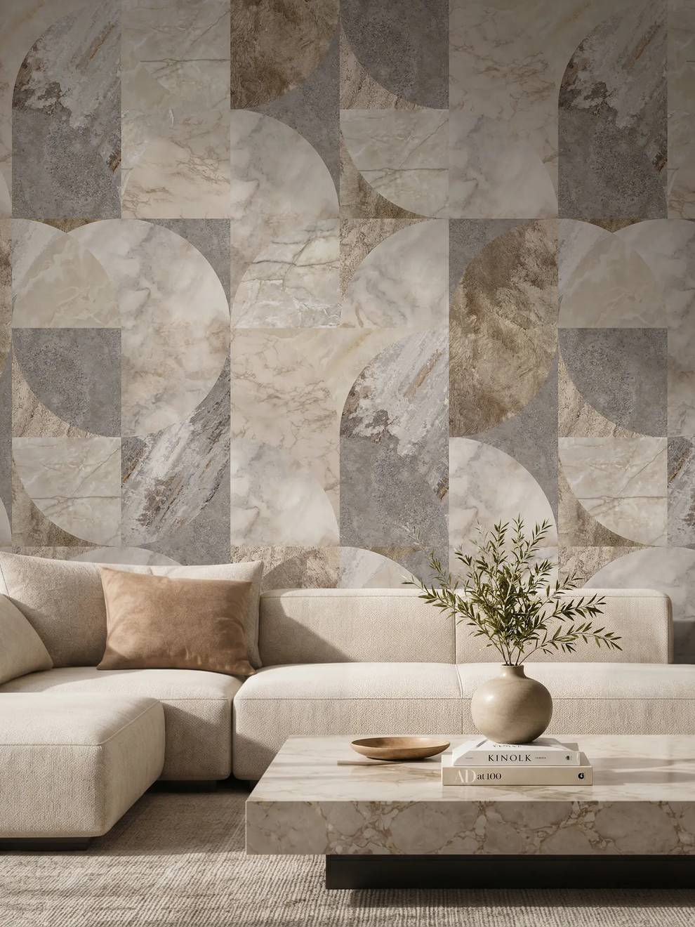 Modern Abstract Geometric Marble Wallpaper Mural