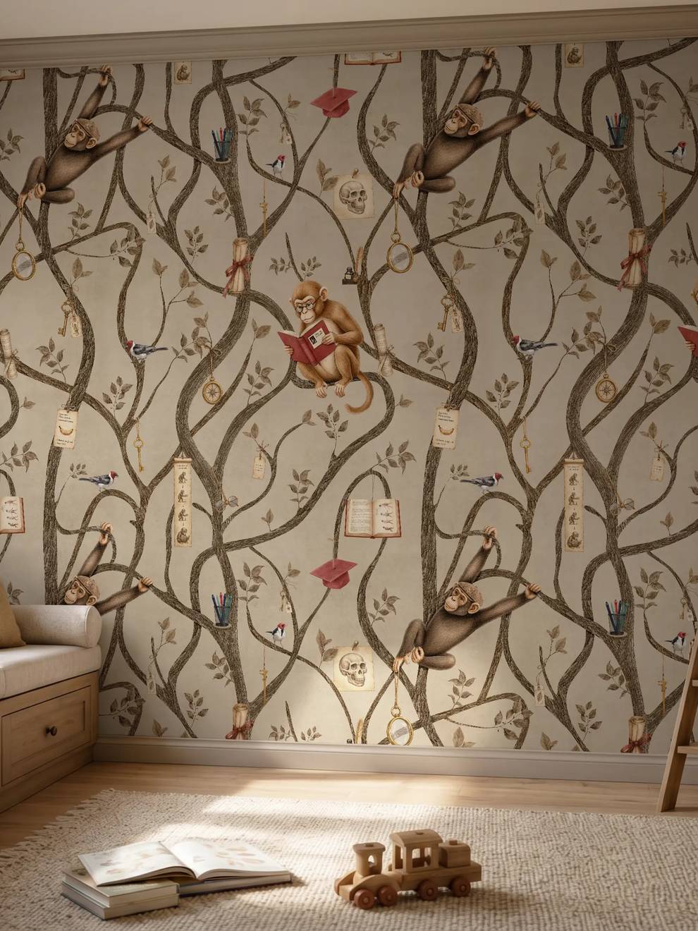 Kids Playful Monkey Forest Wallpaper Mural