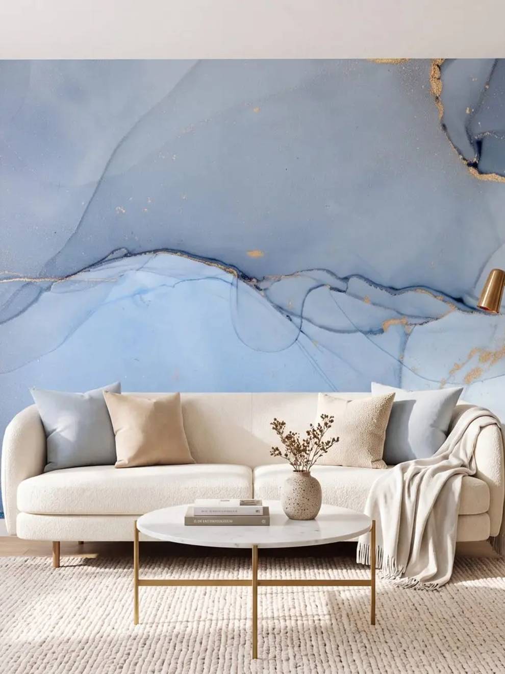 Powder Blue Marble Wallpaper Mural