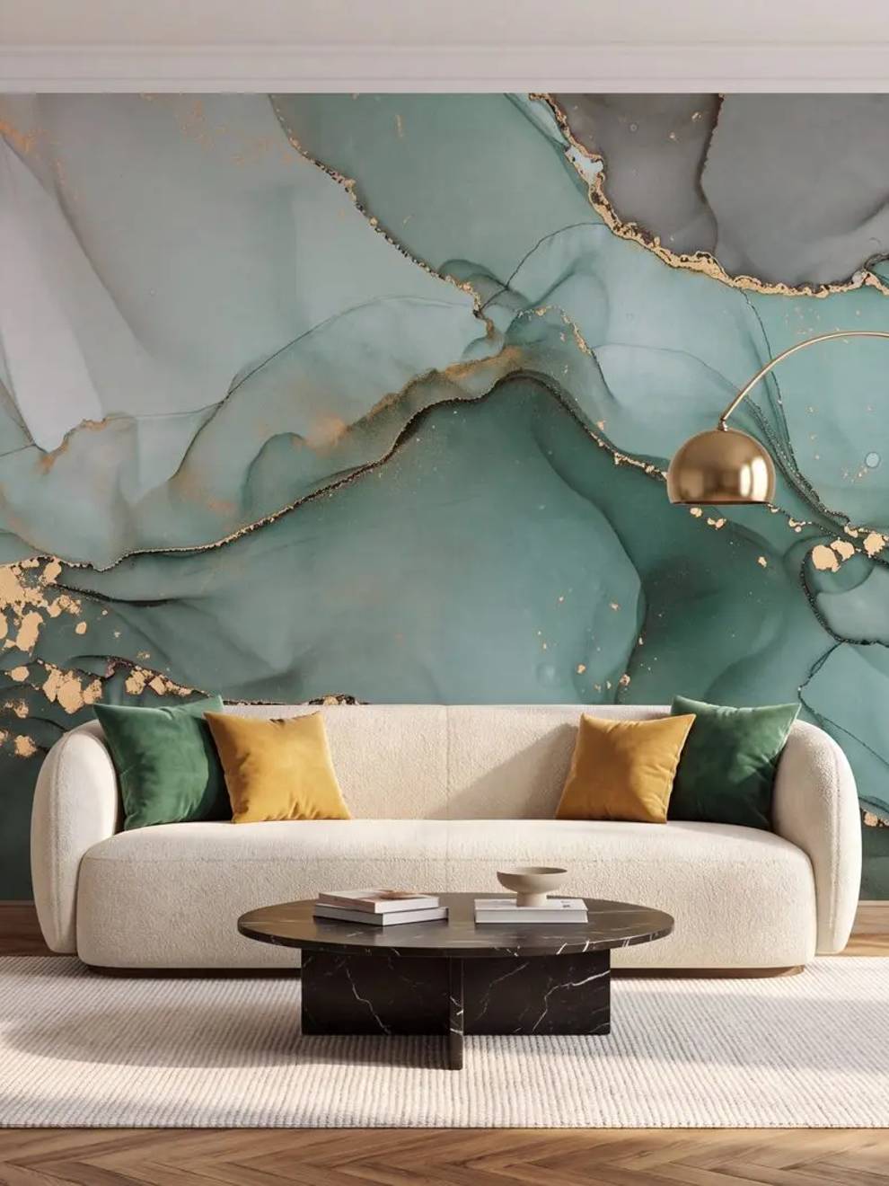 Emerald Green Alcohol Ink Marble Wallpaper Mural