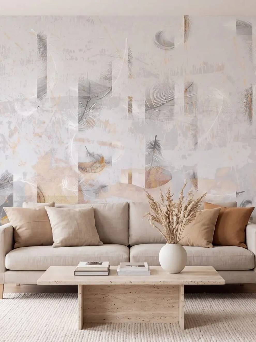White Feathers Wallpaper Mural