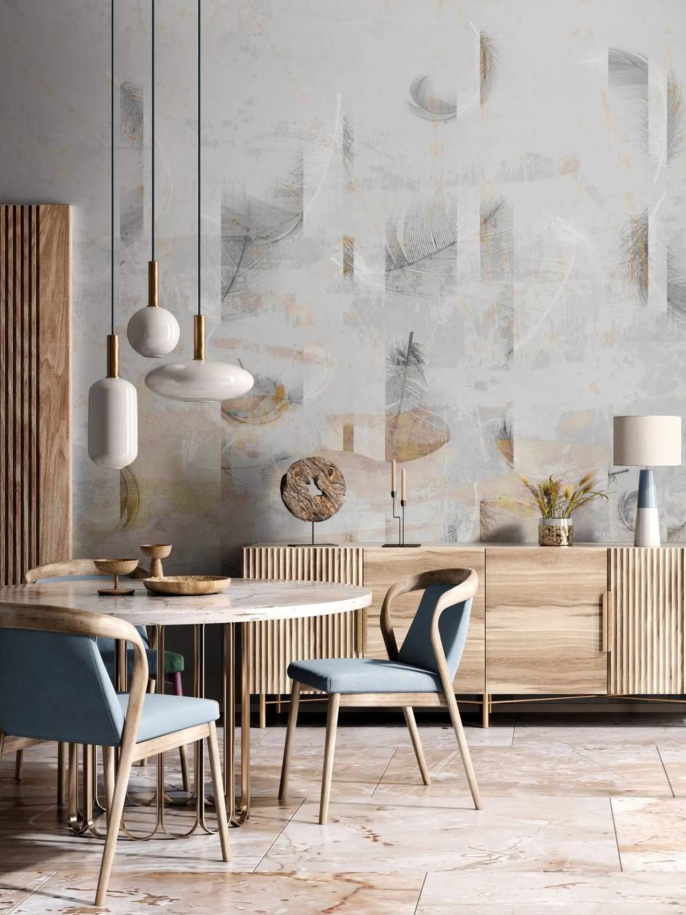 White Feathers Wallpaper Mural