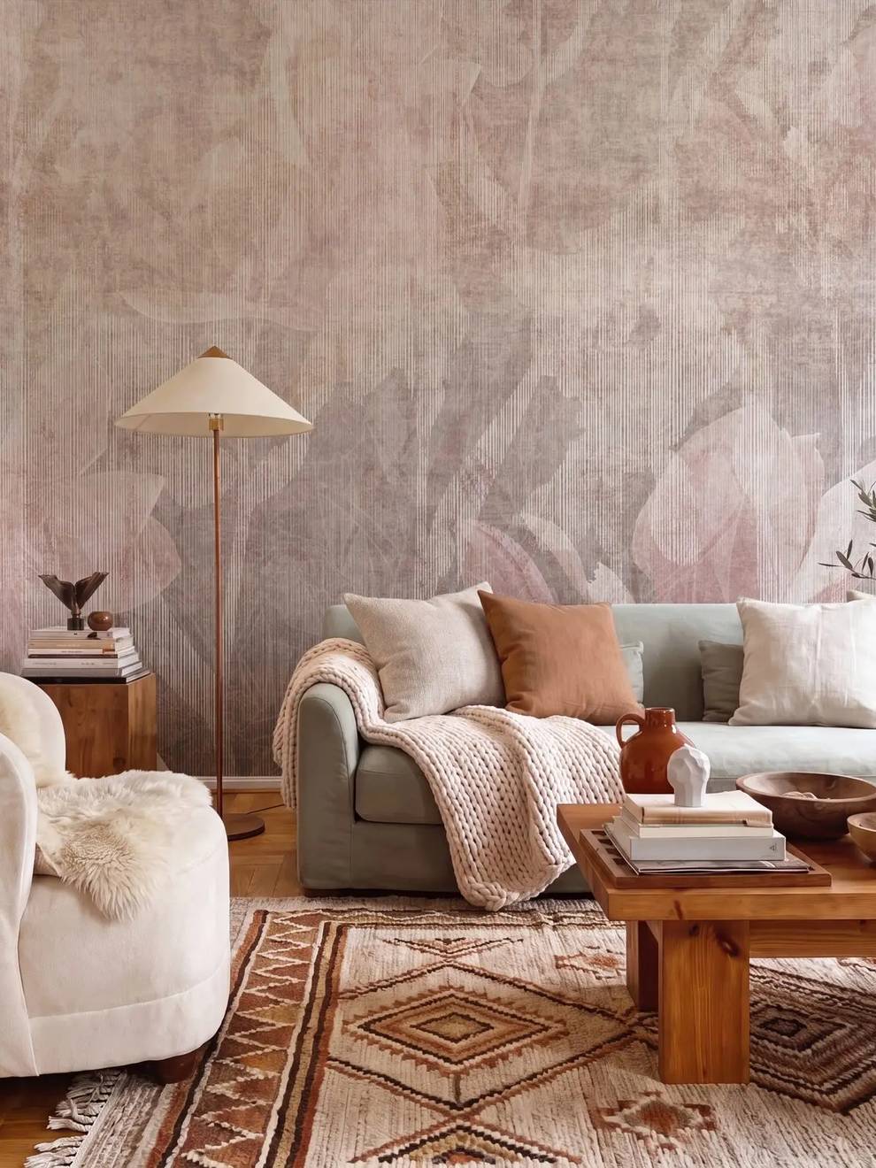 Dusty Pink Magnolia Flower Wallpaper Mural