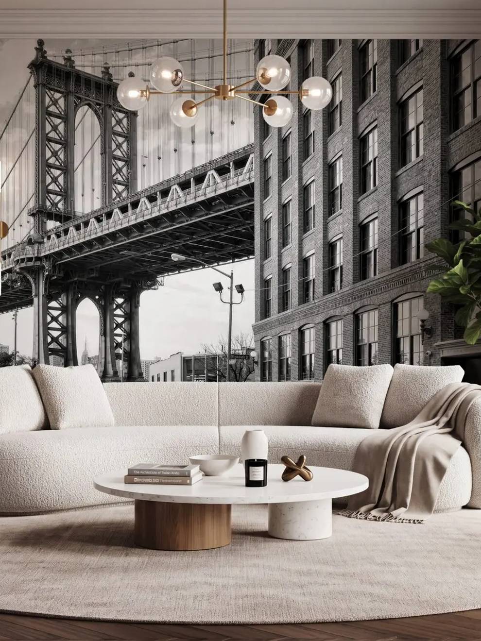 Manhattan Bridge Brick Wallpaper Mural