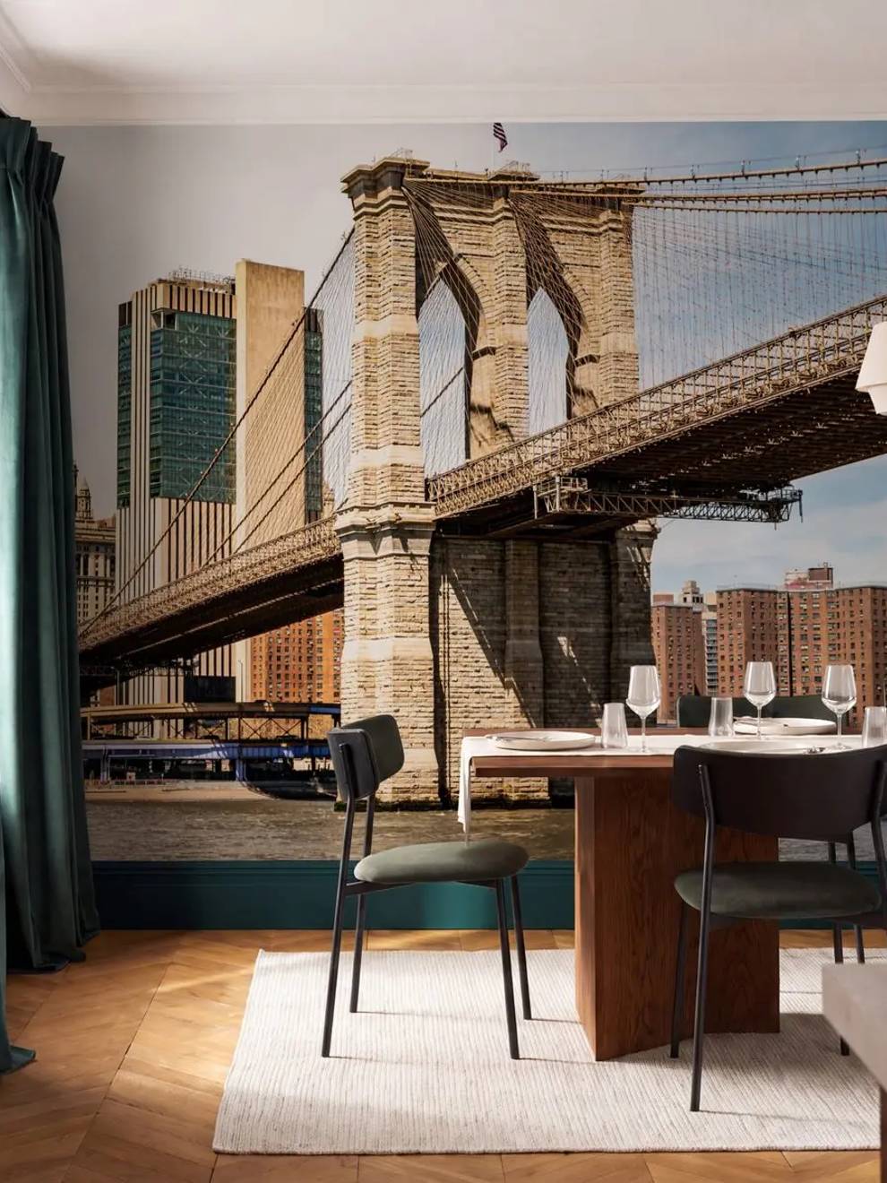 Brooklyn Bridge and City Skyline Wallpaper Mural