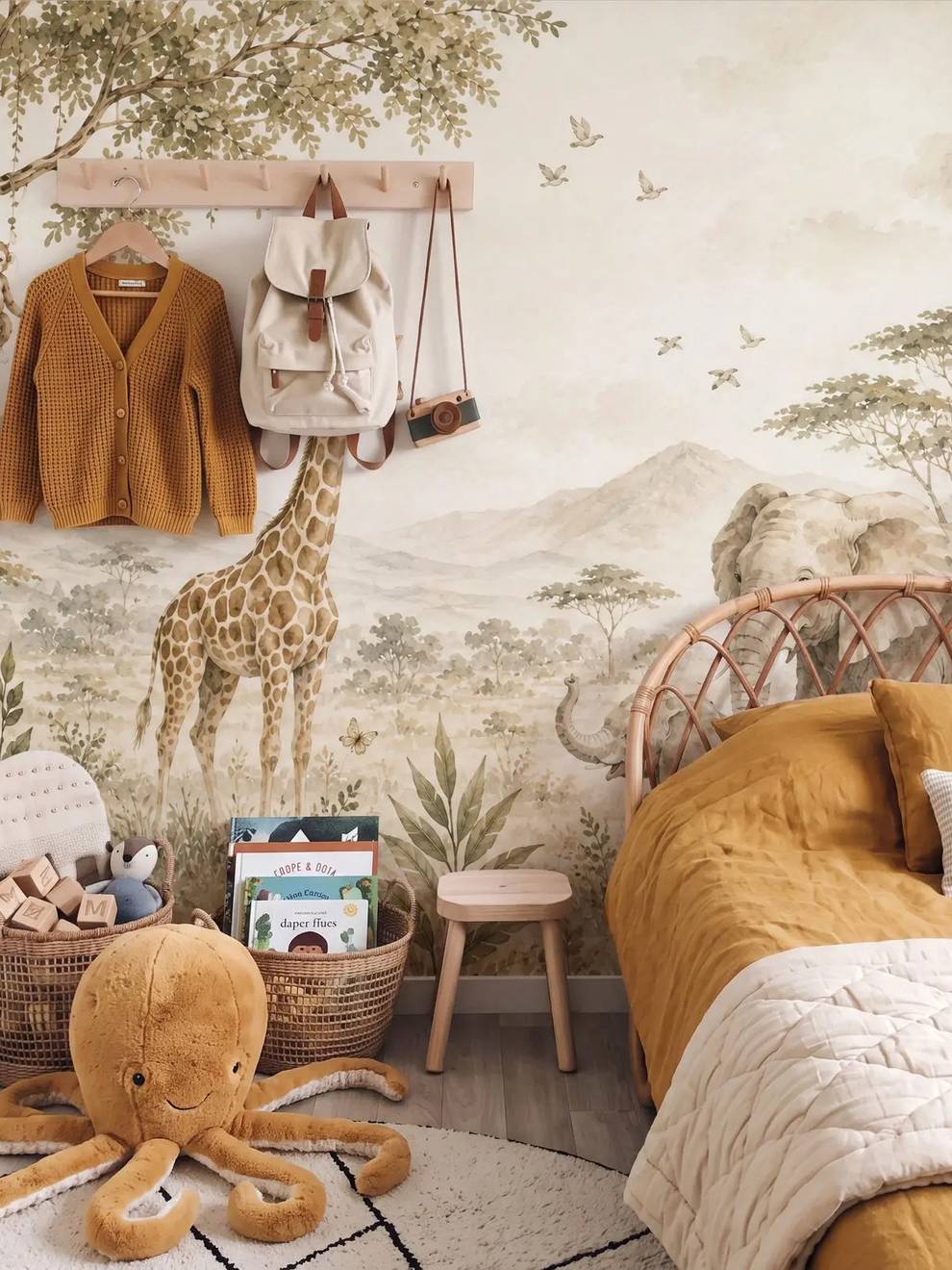 Watercolor Safari Nursery Wallpaper Mural