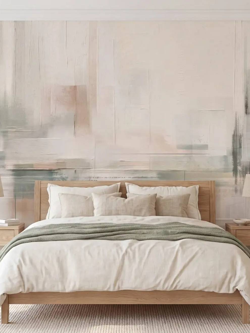 Cream and Sage Abstract Wallpaper Mural