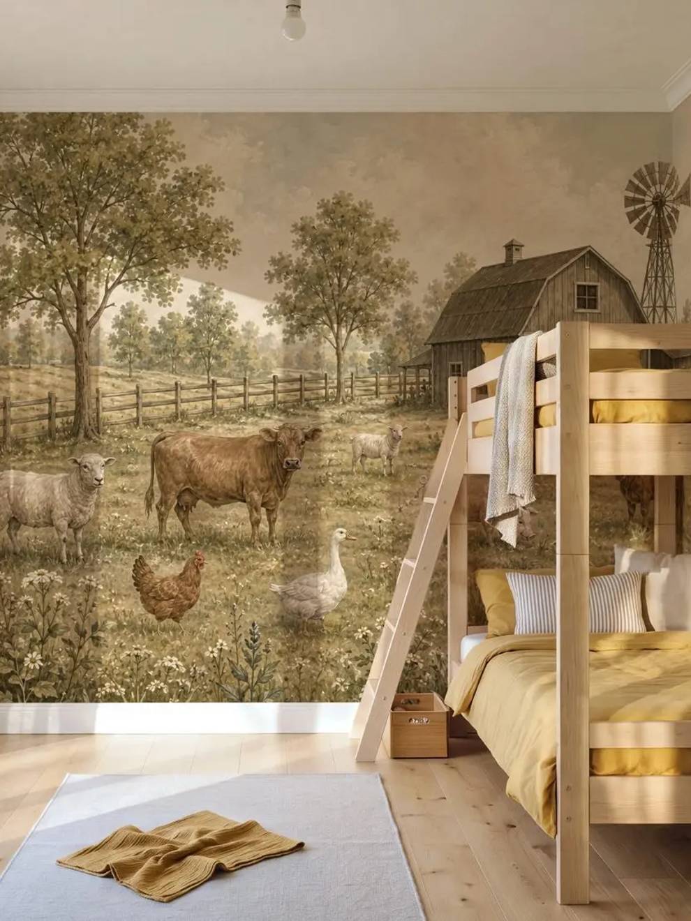 Vintage Farm Animal Wallpaper Mural