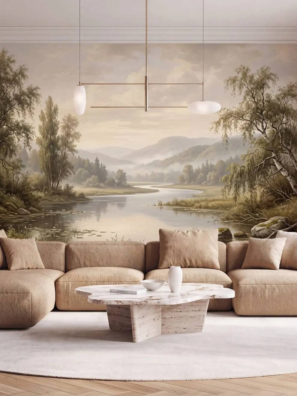 Pastoral River Water Feature Wallpaper
