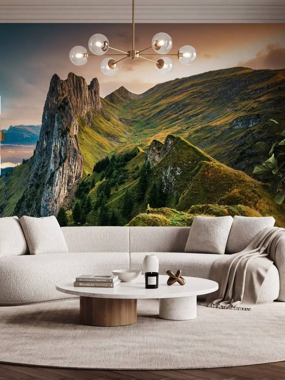 Alpine Mountain Wallpaper Mural at Sunrise