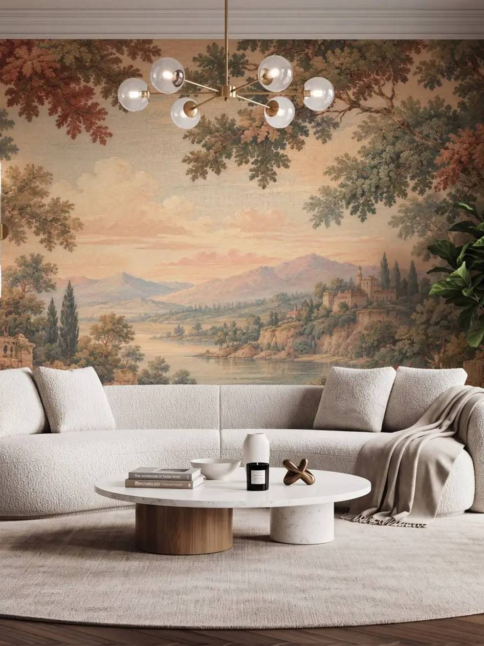 Classical Landscape Wallpaper Mural with Roman Arches