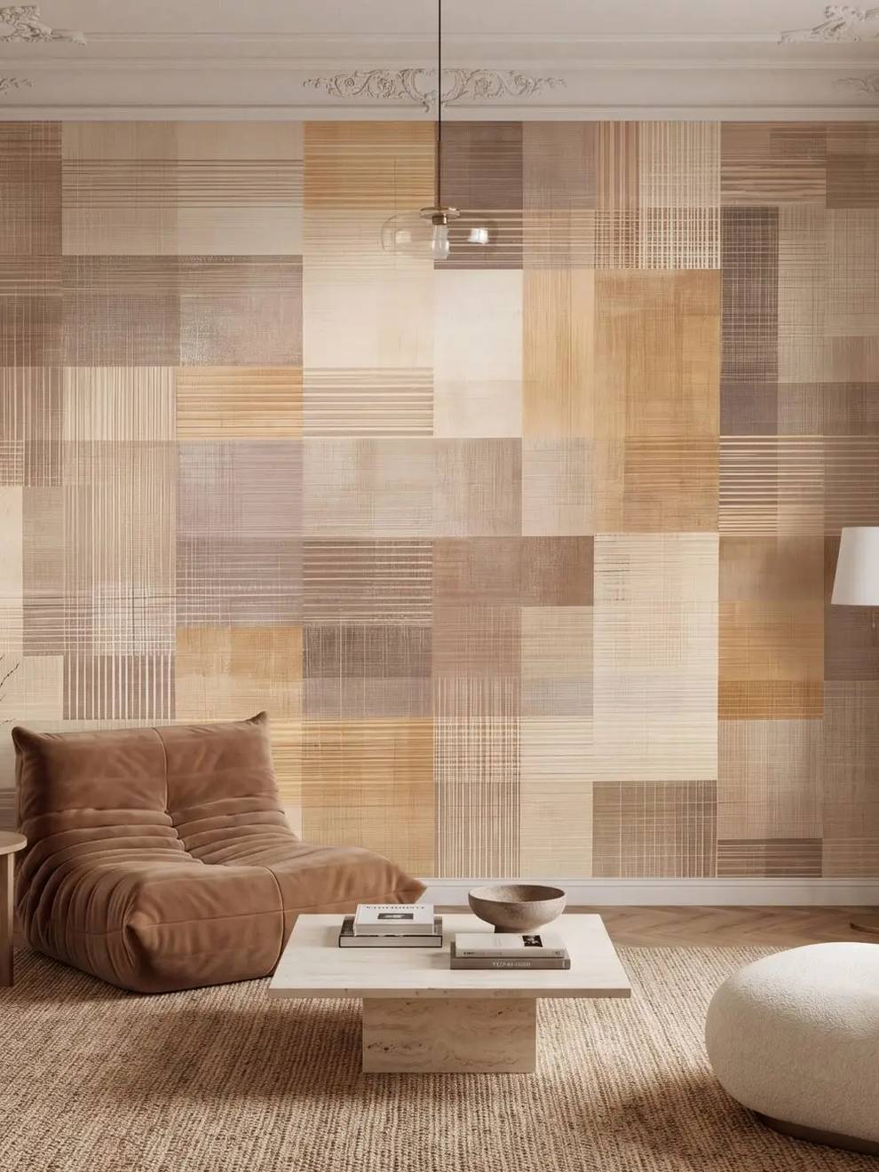 Geometric Beige Wallpaper Mural