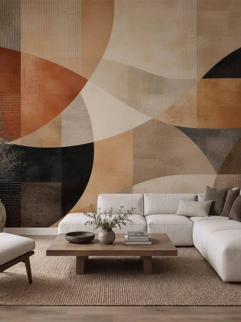 Terracotta Geometric Wallpaper Mural