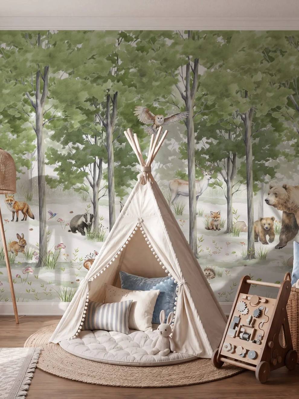 Watercolour Forest Animal Wallpaper Mural