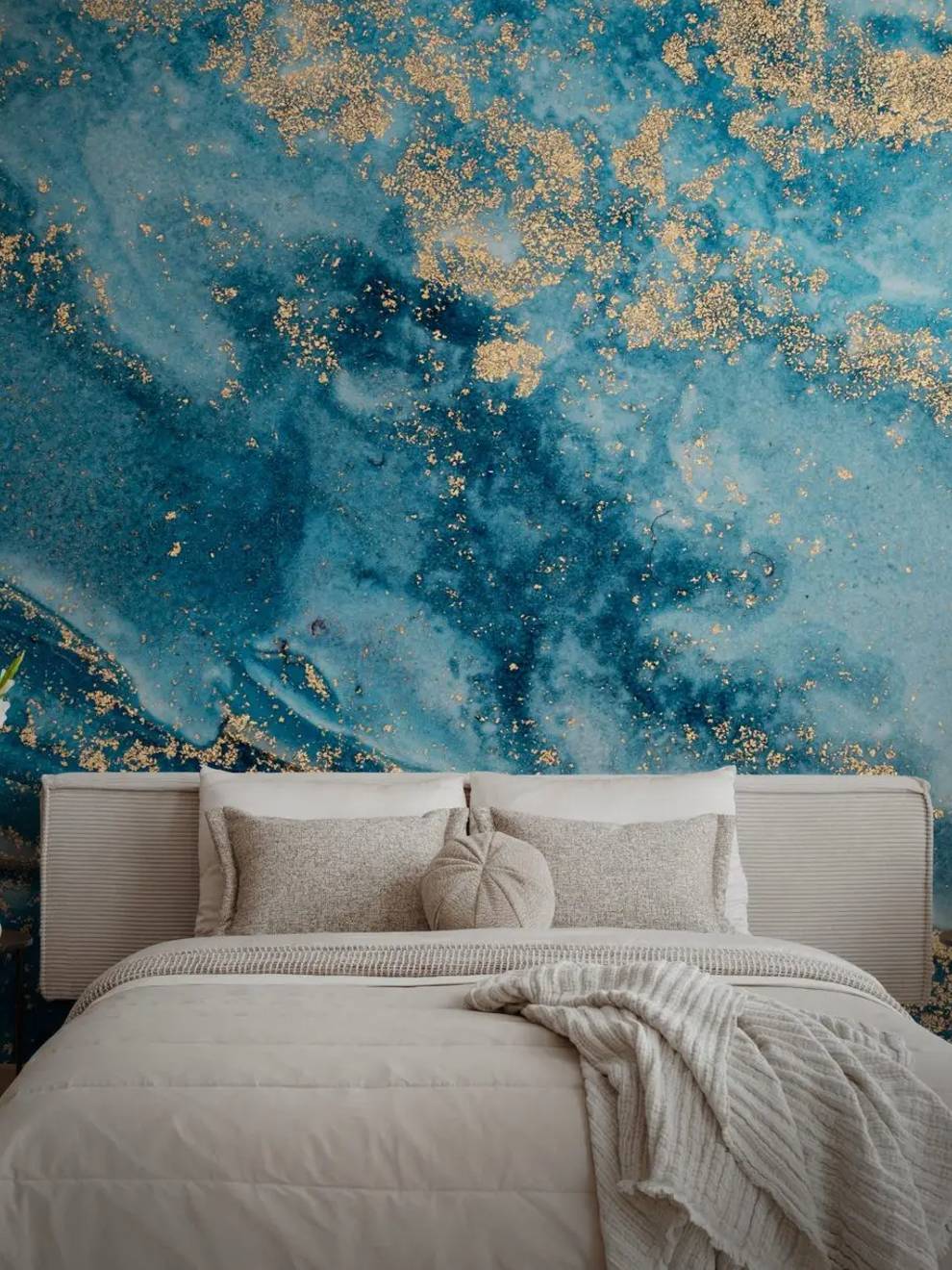 Blue and Gold Marble Wallpaper Mural