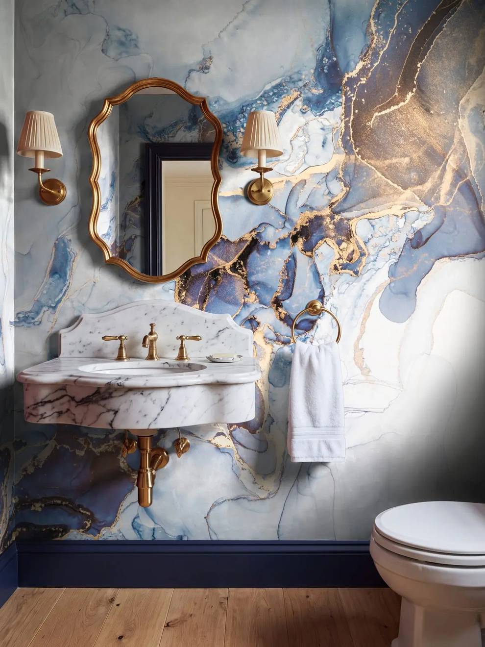 Blue and Gold Marble Wallpaper Mural