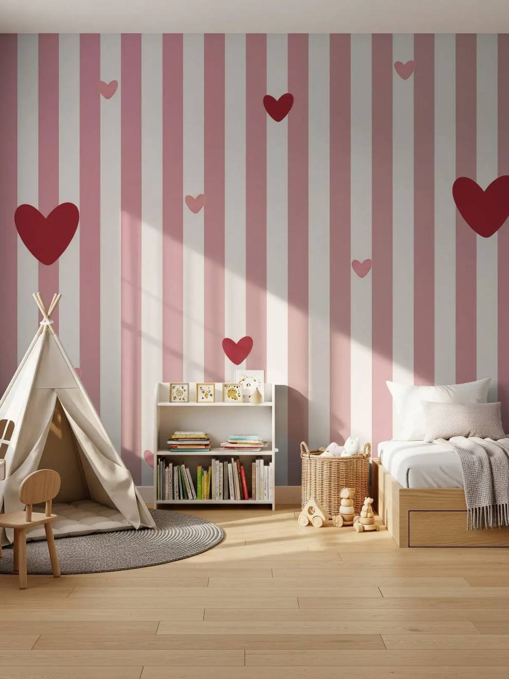 Pink Heart Wallpaper Mural