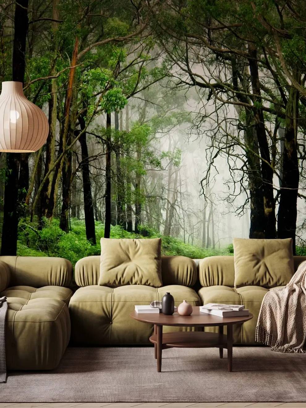 Misty Woodland Road Wallpaper Mural