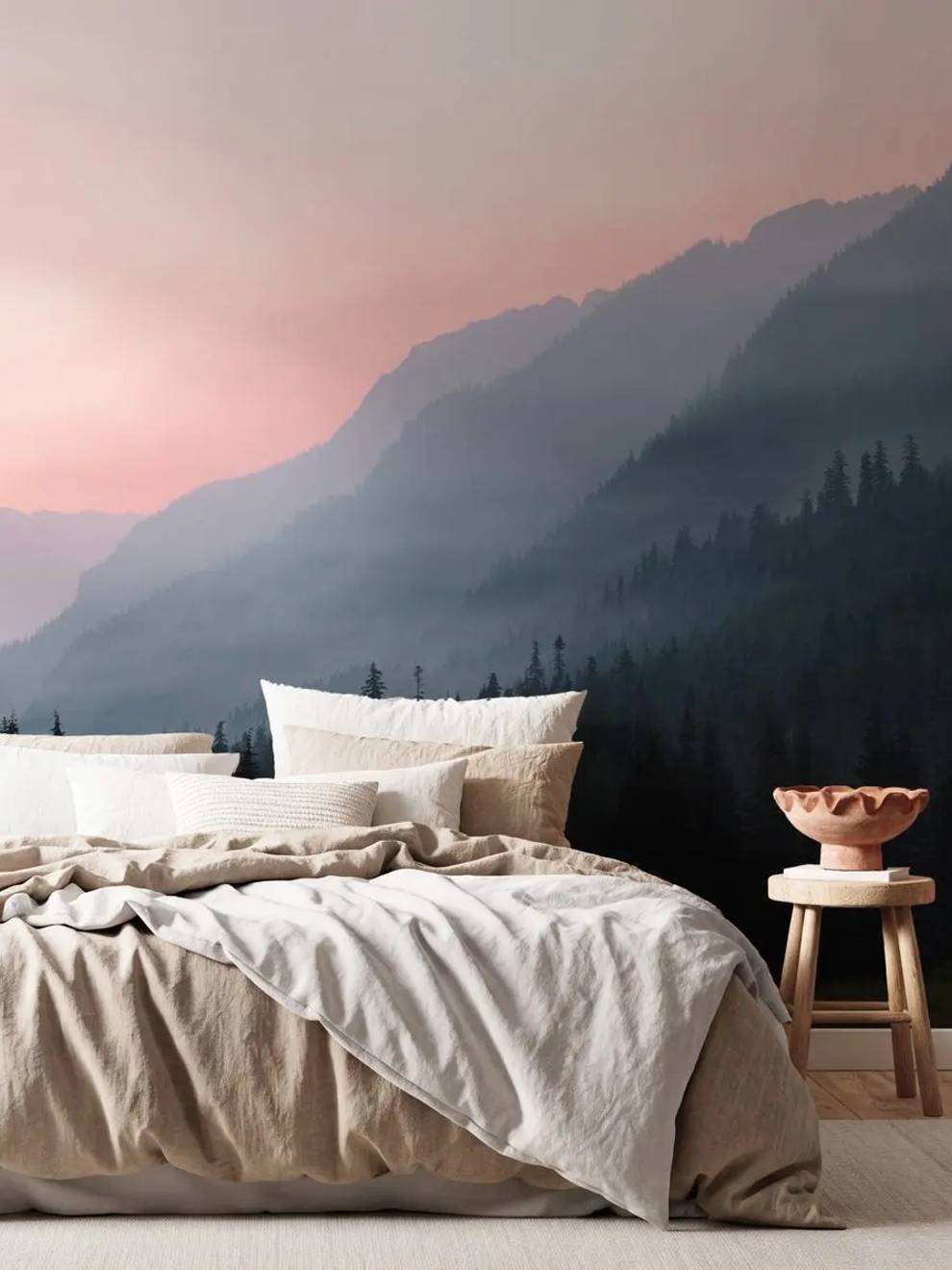 Blush Dawn Mountain Landscape Wallpaper Mural