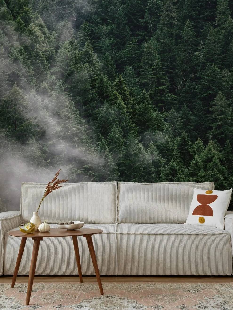 Misty Evergreen Forest Wallpaper Mural
