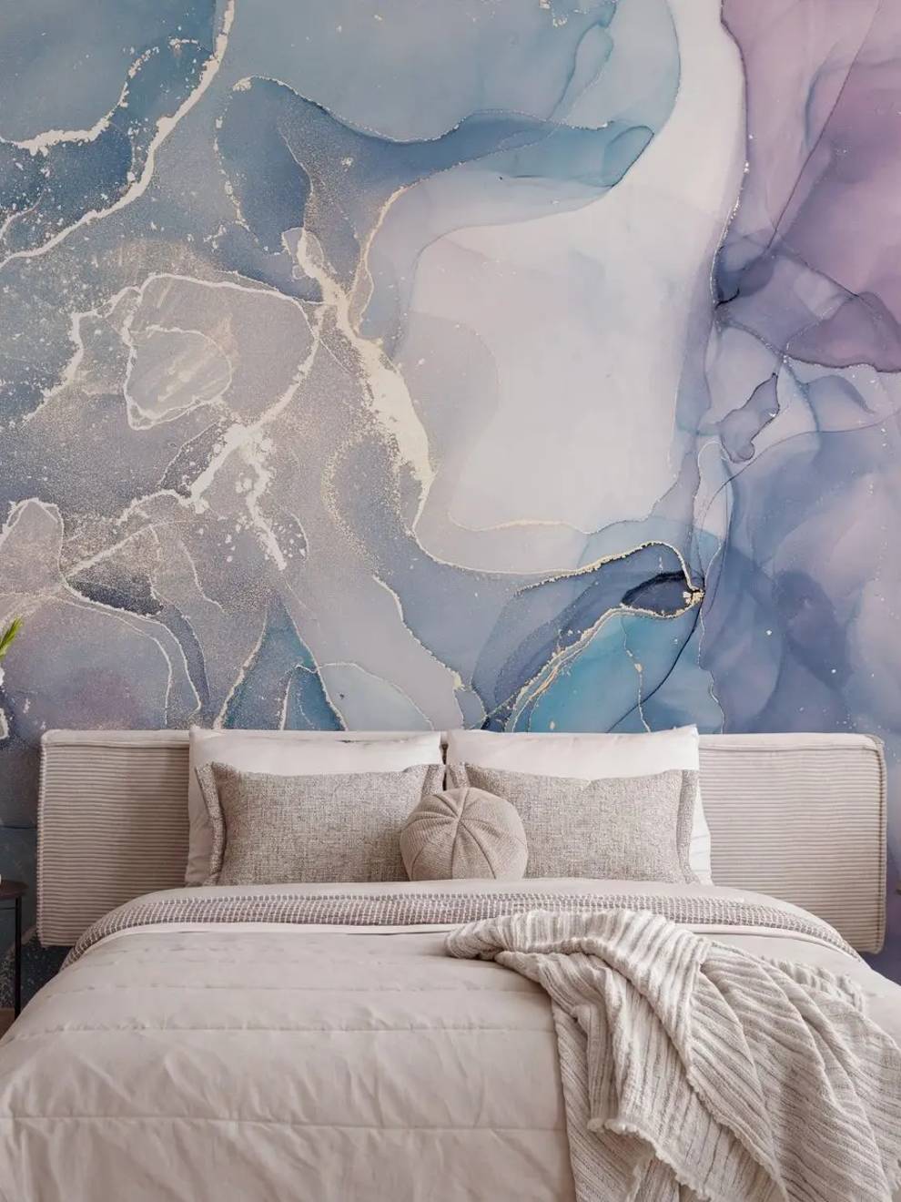 Black and Purple Wallpaper Mural with Blue Ink