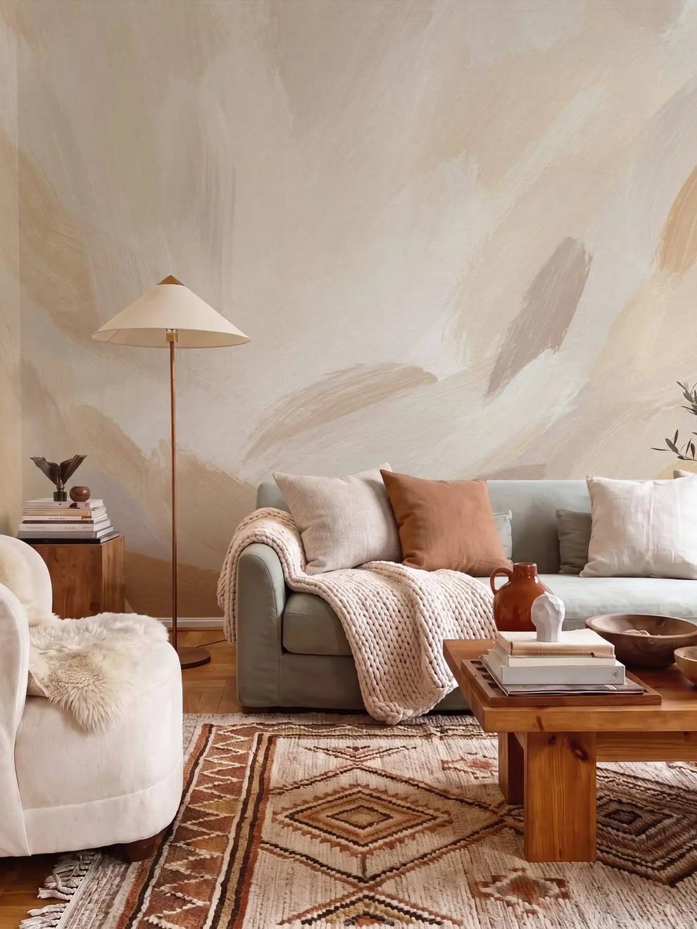 Beige Abstract Wallpaper Mural