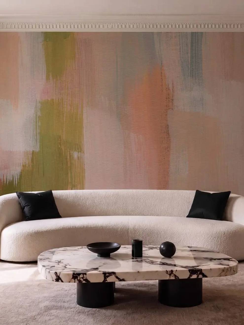 Abstract Pink and Green Wallpaper Mural